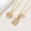 Colar Letra Inglesa Completo em Diamante Doce de Rocha Popular para Jardim de Infância Conjunto de Flores Letras de Cobre com Zircônia Banhado a Ouro Real Lote