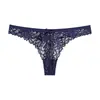 Nuevo tanga para mujer europeo y americano sexy de encaje cintura baja hueco transparente tentación Pantalones T algodón en la entrepierna ropa interior para mujer