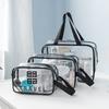 Bolsa Cosmética Gris Semipermeable Bolsa de Tocador de PVC Bolsa de Almacenamiento de Viaje Impermeable Gran Capacidad Portátil Bolsa Cosmética Almacenamiento