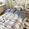 Ropa de Cama de Tres Piezas 100% Algodón para Dormitorio de Estudiantes Sábana de Algodón Puro Funda Nórdica Funda Nórdica Individual de Algodón Faldón de Cama Estilo Nuevo
