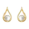 Brincos Vintage de Pérolas de Água Doce Estilo Meio do Século, Brincos Elegantes Retro Francês de Luxo Leve, Brincos de Alta Qualidade para Mulheres