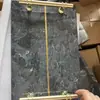Bandeja decorativa de muestra de mármol natural con tira de cobre incrustada, soporte para utilería, fondo para fotos, bandeja de exhibición de cosméticos