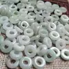 Anel redondo de jade jadeíta A de Mianmar, contas soltas de furo grande, colar de contas, corrente de cintura, fecho de jade, acessórios de corda trançada de pedra