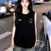 Camiseta deportiva sin mangas con diseño de gatito estilo americano estampado, camiseta de algodón puro para mujer, nuevo modelo de verano, top de alta gama para pareja