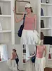 Nova Camisola Listrada de Lyocell com Bojos Fixos, Lindo Design nas Costas, Corte Justo, Simples, Casual, Top Básico Versátil