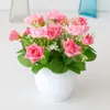 Juego de Flores Artificiales de Pie para Sala de Estar Adornos Decoración de Interiores Arte Floral de Plástico Mesa de Comedor Flor de Bonsái Pequeña Flor de Bonsái