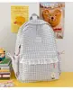 Nueva mochila escolar de gran capacidad para estudiantes de secundaria y preparatoria, adecuada para ir a clase, mochila casual versátil de cuadros con encaje