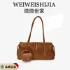 Bolso de Mano Retro de Gamuza Bolso de Hombro Único Bajo el Brazo Otoño Invierno Nuevo Gran Capacidad Versátil para Viajes y Uso Diario Bolso Boston Tipo Almohada para Mujer