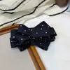 Estilo Coreano Camada Dupla Jeans Laço Presilha Banana Tecido Texturizado Bolinhas Presilha Vertical Parte de Trás da Cabeça Rabo de Cavalo Semi-Preso