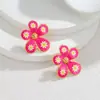 Dongguan Acero de Titanio Joyería Acero Inoxidable Color Dorado 18K Bloqueo de Color Pendientes Florales de Moda Lujosos Pendientes de Gama Alta