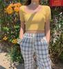 Top Curto Sexy para Mulheres, Estilo Transfronteiriço Trbottomy, Novo Estilo de Verão, Justo, Camiseta de Manga Curta que Deixa a Barriga à Mostra para Mulheres