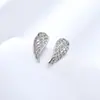 Pendientes Transfronterizos de Plata de Ley S925 con Alas de Ángel, Moda Europea y Americana, Pendientes de Alas de Pluma de Circonita para Mujer