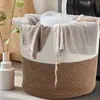 Amazon Transfronterizo Cesta de Almacenamiento Tejida con Cuerda de Algodón Cesta para Ropa Sucia Cesta de Almacenamiento para Ropa Sucia Cesta de Almacenamiento de Escritorio