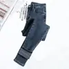 Jeans de Cintura Alta con Forro Polar Pantalones Skinny de Invierno para Mujer Ropa Exterior Pantalones Gruesos Pantalones Lápiz Ajustados Elásticos para Mujer