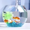 Aquário Pequeno, Tanque Transparente de Vidro Espessado para Tartaruga de Escritório, Tanque Mini Pequeno Redondo para Peixinhos Dourados de Mesa em Casa na Sala de Estar