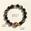 Pulseira de Casal com Círculo Duplo de Olho de Tigre Amarelo 6mm Moda Masculina e Feminina Commuter Joker Cristal Torre Amarela Obsidiana Prateada Pulseira
