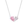 Colar de unha de orelha em forma de coração de diamante rosa de prata esterlina S925 Temperamento All-match Ear Nail Simple Fashion Love Light Luxury Clavícula Corrente