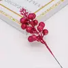 Brilhante Glitter Branco Vermelho Dourado Árvore de Natal Buquê Acessórios de Natal Decoração DIY Haste de Flor Frutas Folha de Ouro