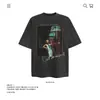 Camiseta de Manga Corta Estilo Americano Pesada Algodón Puro Lavada Estampado de Personajes Vintage Unisex Marca de Moda Corte Holgado Top Transfronterizo Venta al por Mayor