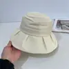 Sombrero de Pescador de Cinta Plisada de Papel y Japonés para Mujer Sombrero de Tela de Protección Solar de Verano Estilo Hepburn Elegante Sombrero de Cubeta Sombrero de Playa Trendy