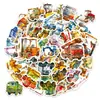 Nuevo Set de 56 Piezas de Pegatinas de Acuarela con Diversión Infantil Presentando Vehículos de Construcción, Excavadoras y Elementos Mecánicos para Diarios DIY, Pegatinas Divertidas para Niños