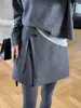 Falda de Línea A Gris de Alta Gama para Mujer, Otoño e Invierno, Elegante y Sencilla Falda de Lana, Adelgazante, de Cintura Alta, Sensación de Alta Gama A9995