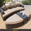 Sofá ao ar livre Pátio Terraço Varanda Três pessoas Casual Sala de estar combinação Rattan ao ar livre impermeável Cadeira de vime Sofá de vime
