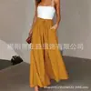 Calça Casual Wide-Leg Fresca de Novo Estilo Primavera/Verão Transfronteiriça Europeia e Americana para Mulheres com Cintura Elástica e Calça Saia de Cintura Alta 2026