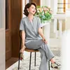 Traje Nuevo de Manga Corta para Verano 2026 para Madres, Conjunto de Dos Piezas de Camiseta de Algodón Casual a la Moda, Ropa de Alta Gama para Mujeres de Mediana Edad