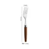 Juego de Cubiertos de Cuatro Piezas Transfronterizo con Mango de Madera de Sapelli, Cubiertos de Acero Inoxidable 304 Estilo Occidental Vintage, Cuchillo para Filete, Tenedor y Cuchara