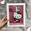 Adesivos de diamante Hello Kitty feitos à mão faça você mesmo, pintura de diamante completa para crianças, pintura de alvenaria Hellokitty, atacado