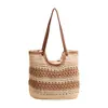 Bolsas Tejidas a Mano para Mujer 2026 Nuevo Verano Tendencia Rayas Bolso de Hombro para Vacaciones en la Playa Bolso Tote de Gran Capacidad