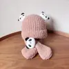 Gorro de bebé con diseño de nariz de oso, gorro tejido lindo de invierno para niños y niñas, gorro cálido para bebés y niños pequeños