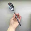 Elegante Juego de Cubiertos de Acero Inoxidable con Mango Cuadrado, Juego Espeso de Cuchillo y Tenedor Lisos Estilo Occidental, Juego de Cuatro Piezas para Uso Comercial en Hoteles