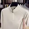 Sudadera de media cremallera de 360 g para hombre, nueva colección otoño/invierno 2026, cuello alto, casual, engrosada para abrigar, sudadera de capa base para hombre