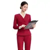 Nueva colección de otoño: atuendo formal profesional para profesores y presentadores, trajes elegantes, vestidos y trajes rojos para mujer