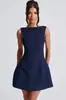 Vestido de Verano para Mujer con Acabado de Alta Gama, Nuevo Estilo Corto con Cintura Marcada en Forma de Pera, Elegante y Dulce, Adecuado para Citas, Sencillo y sin Mangas para Figuras Petite