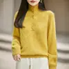 Nuevo Suéter de Punto con Cuello Alto Medio Abierto de Lana Cachemir Otoño/Invierno 2026 Manga Larga Hilo Floral Suéter de Lana Cepillada Top para Mujer