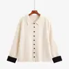Cárdigan Sencillo de Punto de Color Contrastante Talla Grande 2026 Invierno Gordita MM Suéter Casual para el Trabajo para Mujer 25290