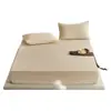 Falda de cama de felpa de leche clase A Color sólido Cubierta de cama Pieza única Artículo único Juego de ropa de cama de felpa de coral Juego de tres piezas Dormitorio Engrosado Cálido Invierno