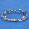 Hip-Hop Europeo y Americano Cadena Cubana de Trébol de Cuatro Hojas de 6 mm Pulsera de Circonita Pulsera de Lujo para Hombre Joyería Transfronteriza Personalización