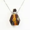 Suministro directo de fábrica piedra natural cristal diamante colgante de botella de perfume facetado adornos de botella de aceite esencial collar de amatista de aromaterapia