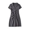 Estilo deseo puro cuello polo diseño adelgazante sentido de diseño nicho verano línea A vestido de chica popular moda femenina
