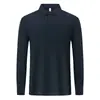 Camisa polo de manga larga de peso pesado, doble cara, de Lyocell mercerizado para primavera y otoño, con logotipo personalizado para ropa de trabajo de oficina empresarial con texto impreso