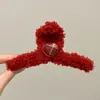 Atmósfera de Otoño e Invierno Pinza para el Cabello de Tamaño Mediano Elegante Versátil para la Parte Posterior de la Cabeza Recogido Pinza de Tiburón Alta Apariencia Pinza de Garra de Felpa Accesorios para el Cabello