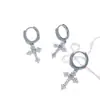 Brilhantes Brincos de Cruz com Zircônia Micro-Incustada Aço Titânio Design de Nicho Brincos Personalizados de Alta Qualidade para Homens e Mulheres