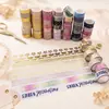 Cinta Washi con Estampado de Foil Dorado y Plateado para Diario, Sal Decorativa Estilo Dibujo Animado Lindo Materiales Culturales Creativos, Mascota Transparente Diseño Personalizado