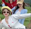 Cárdigan de punto bordado rojo para mujer, prenda exterior de otoño e invierno, nuevo suéter fino, ajuste ceñido, manga larga, prenda interior, top básico