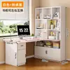Escritorio de Esquina de Madera Maciza con Estantería Integrada, Mesa Doble de Estudio para Dormitorio en Casa, Escritorio para Estudiante, Escritorio para E-Sports