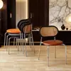 Cadeira de jantar em vime para casa, cadeira de jantar de luxo leve, cadeira de vime trançado com encosto retrô imitação de meados do século para casa de temporada, restaurante comercial